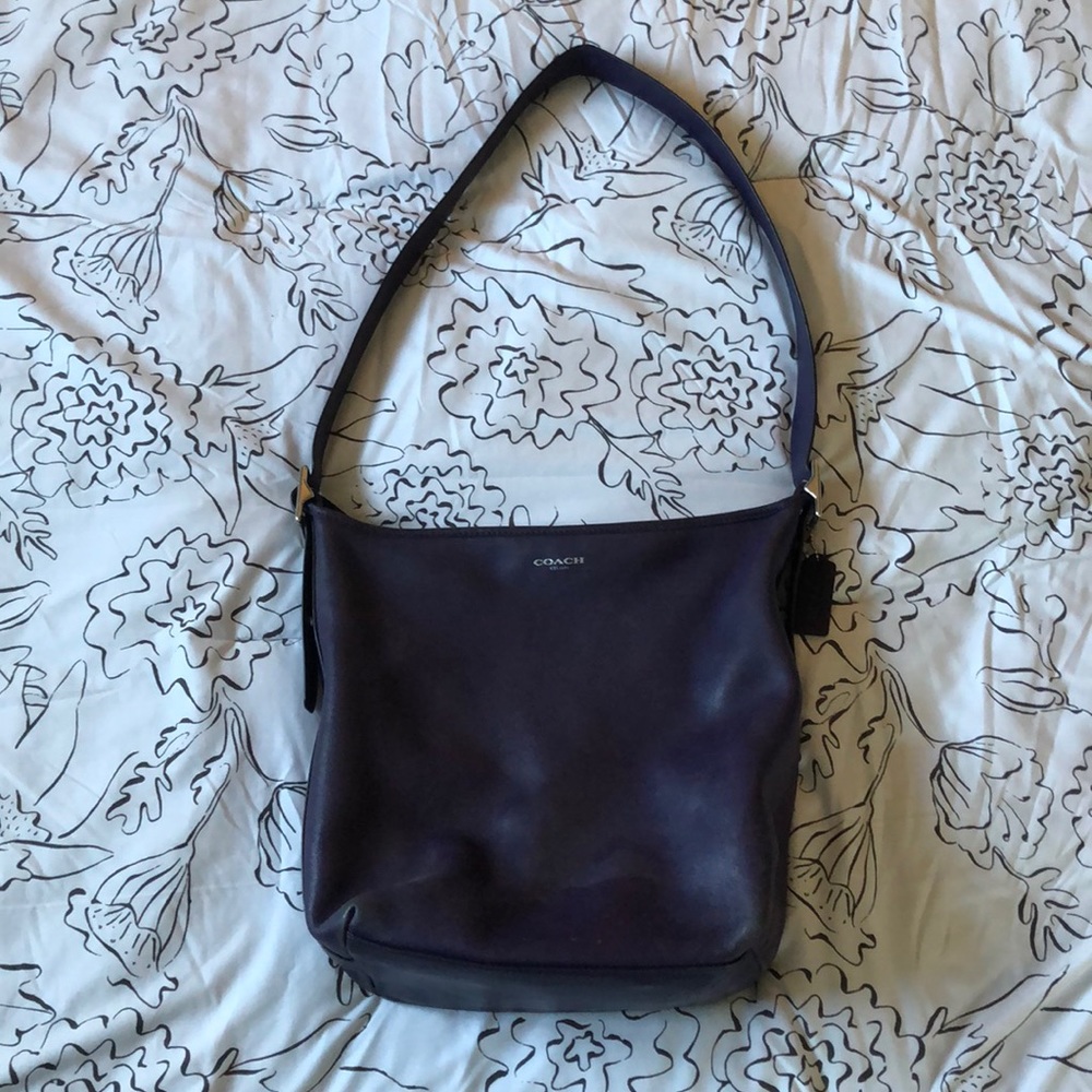 Coach purple leather large bucket handbag